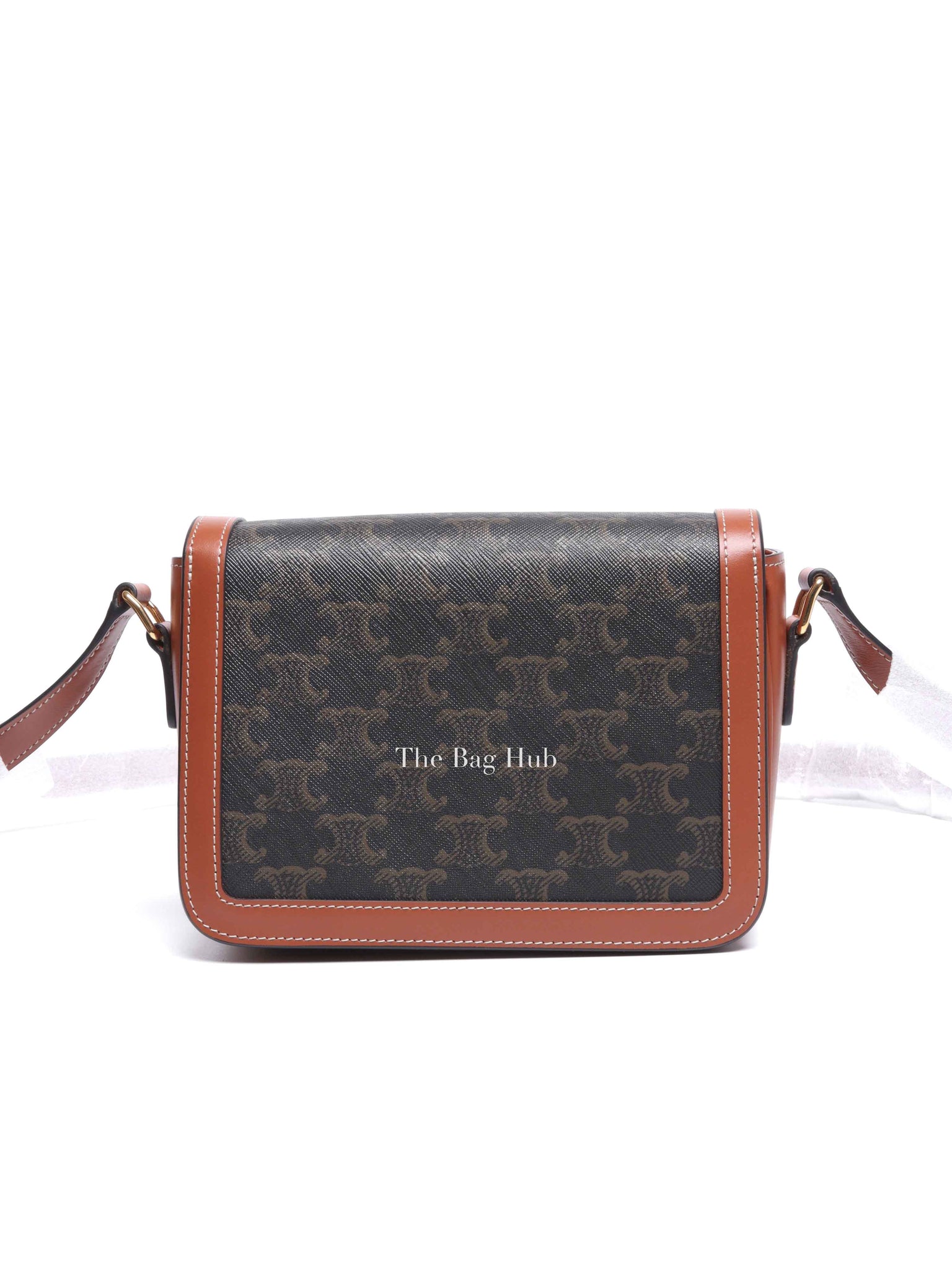 Celine Tan Canvas/Calfskin Teen Triomphe Shoulder Bag