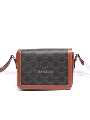 Celine Tan Canvas/Calfskin Teen Triomphe Shoulder Bag