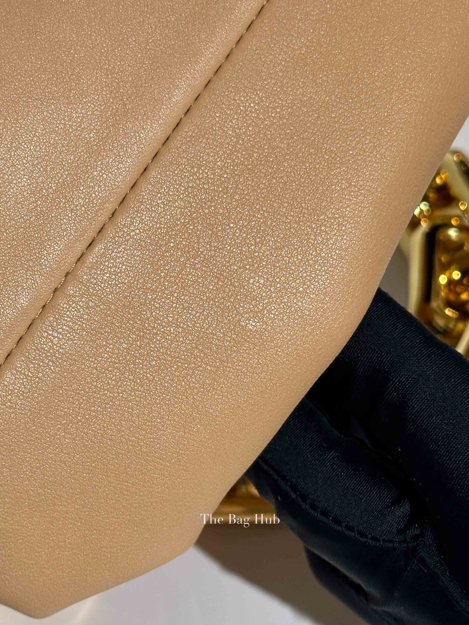 Bottega Veneta Almond Calfskin Teen Chain Pouch Bag