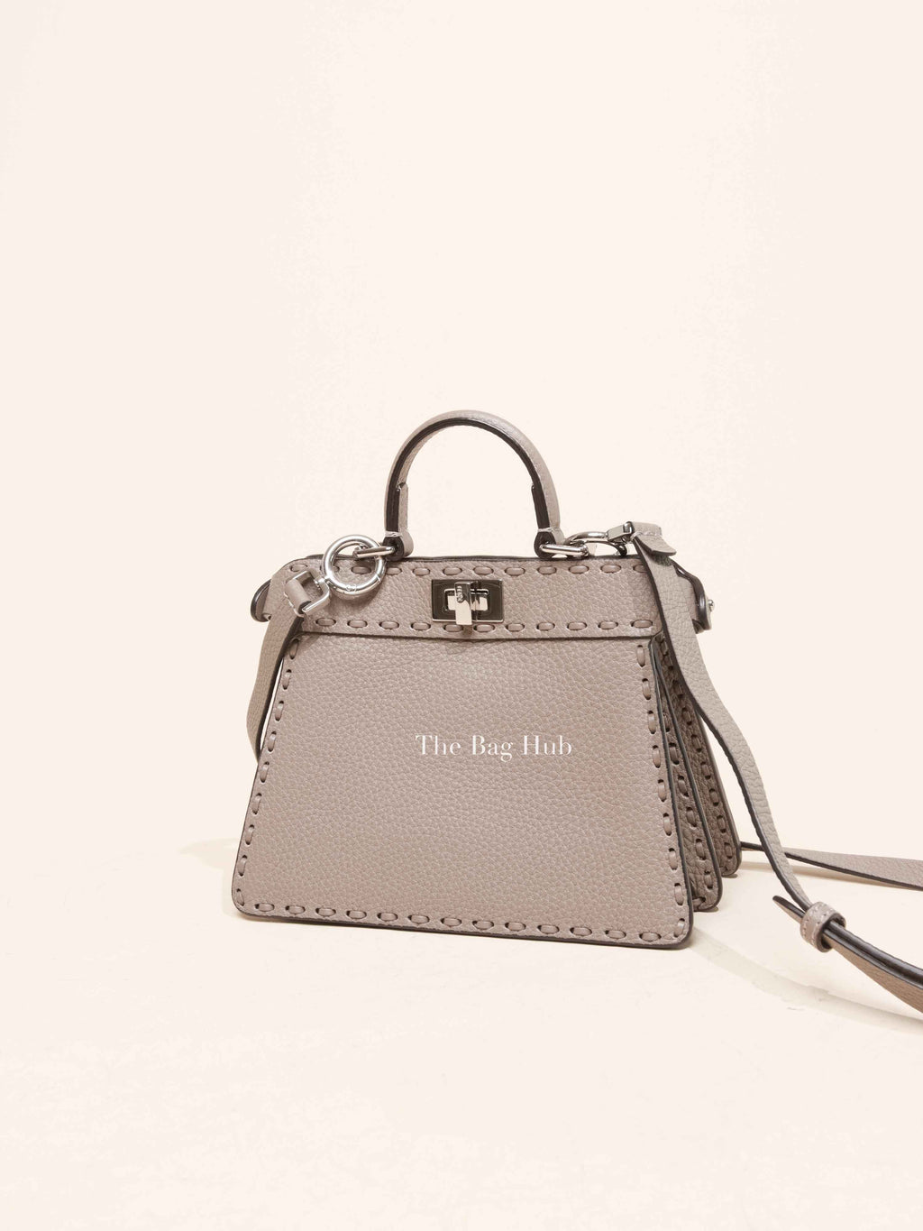 Fendi Dove Grey Leather Peekaboo Mini Bag