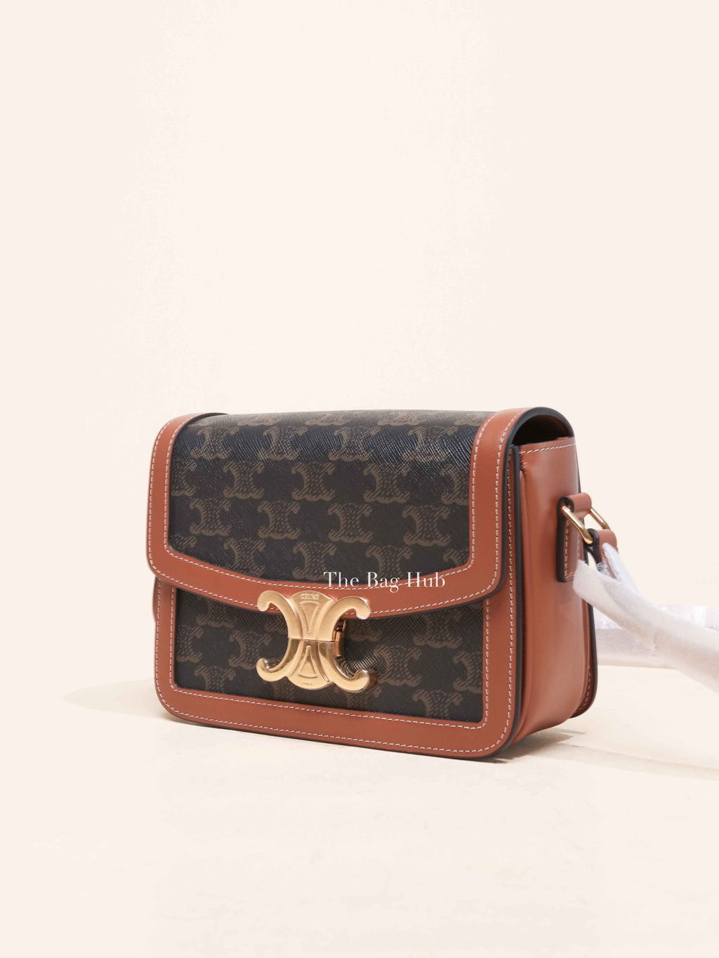 Celine Tan Canvas/Calfskin Teen Triomphe Shoulder Bag