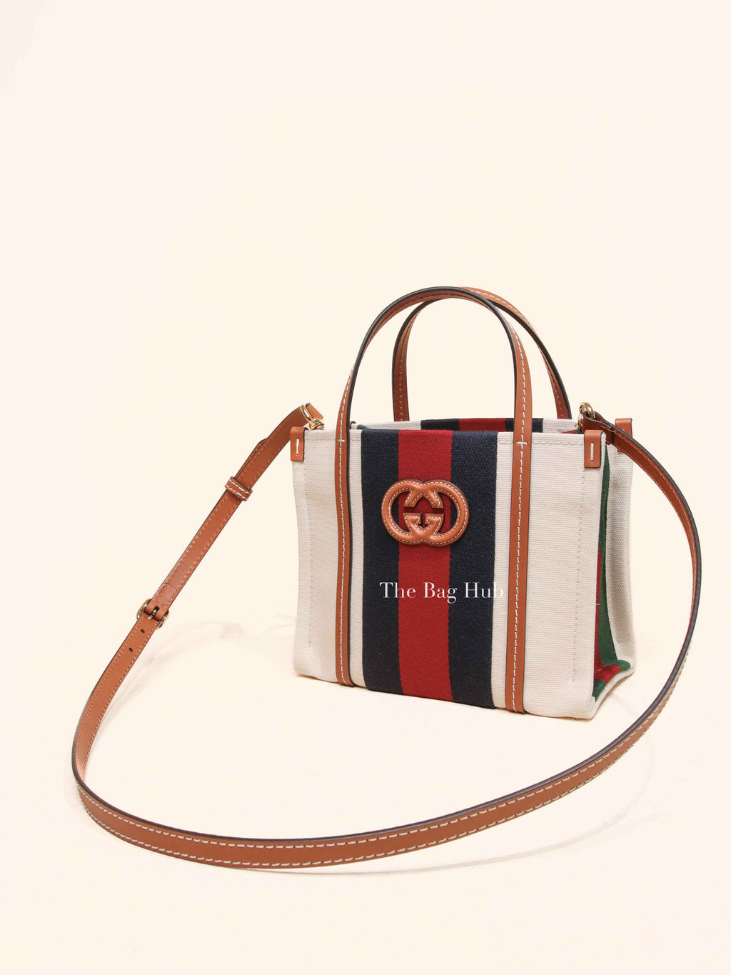 Gucci Beige/Multicolor Canvas Small Interlocking G Tote and Shoulder Bag