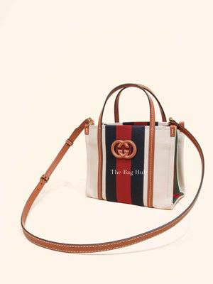 Gucci Beige/Multicolor Canvas Small Interlocking G Tote and Shoulder Bag