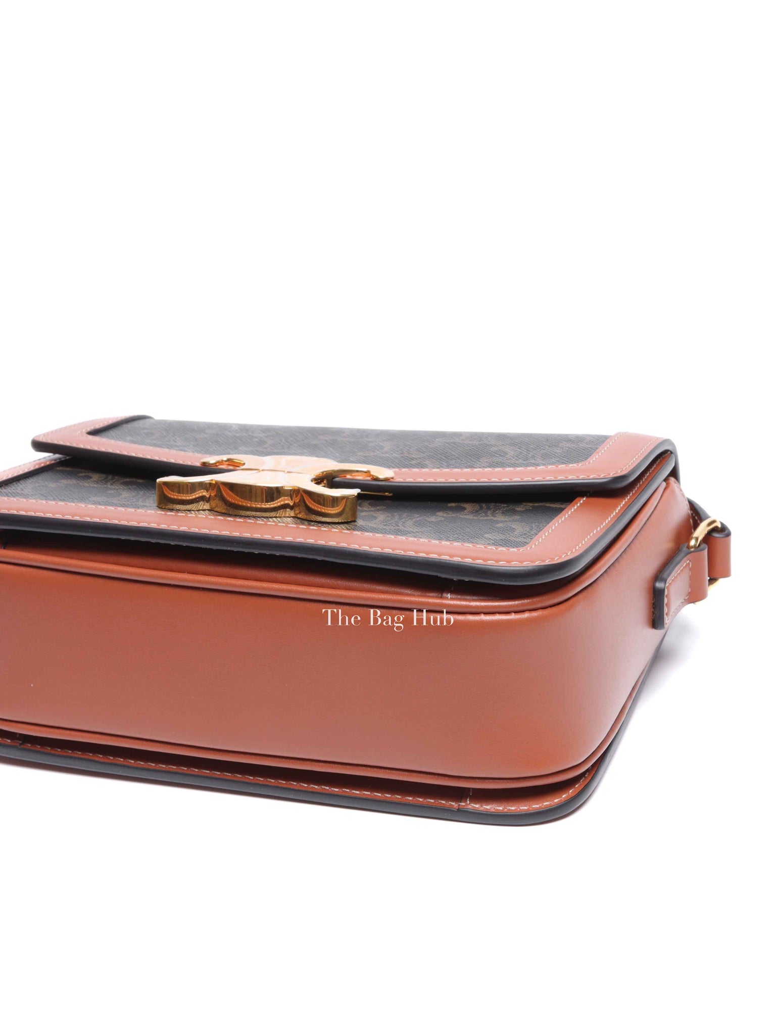 Celine Tan Canvas/Calfskin Teen Triomphe Shoulder Bag