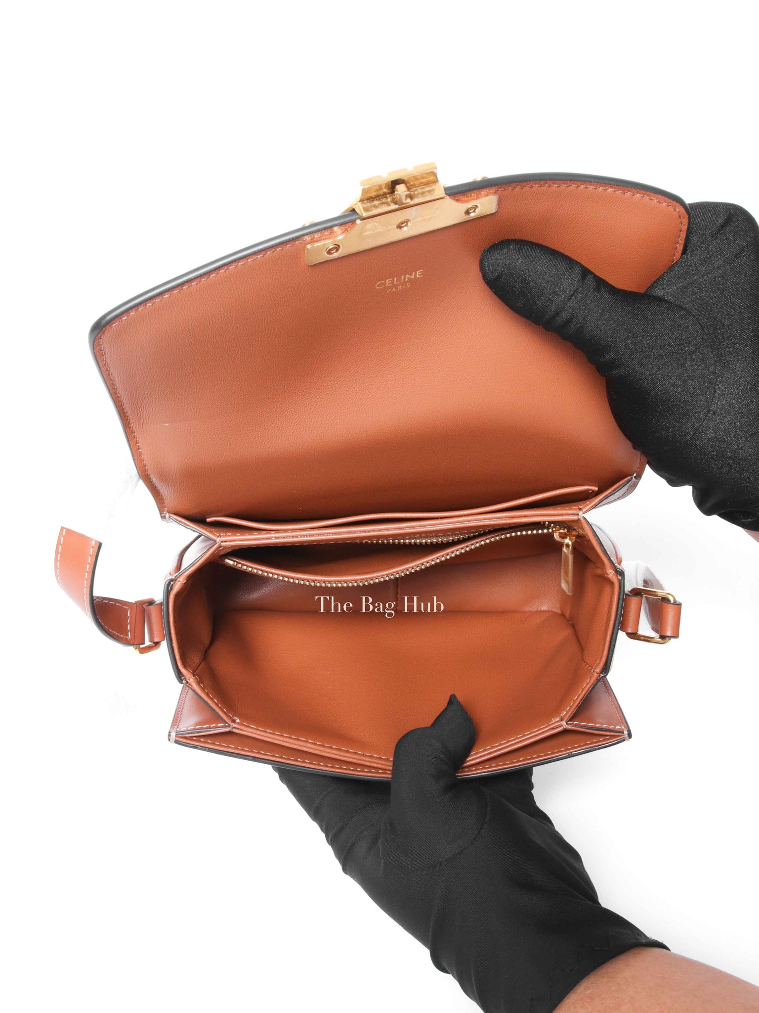 Celine Tan Canvas/Calfskin Teen Triomphe Shoulder Bag