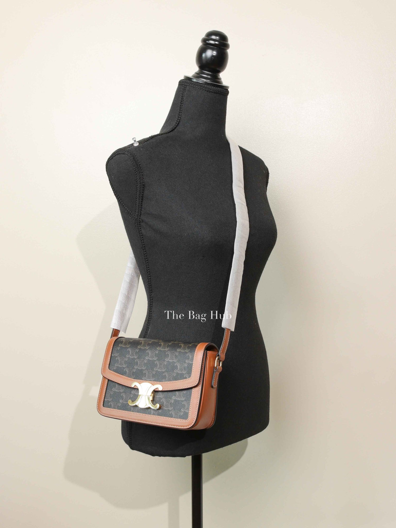 Celine Tan Canvas/Calfskin Teen Triomphe Shoulder Bag