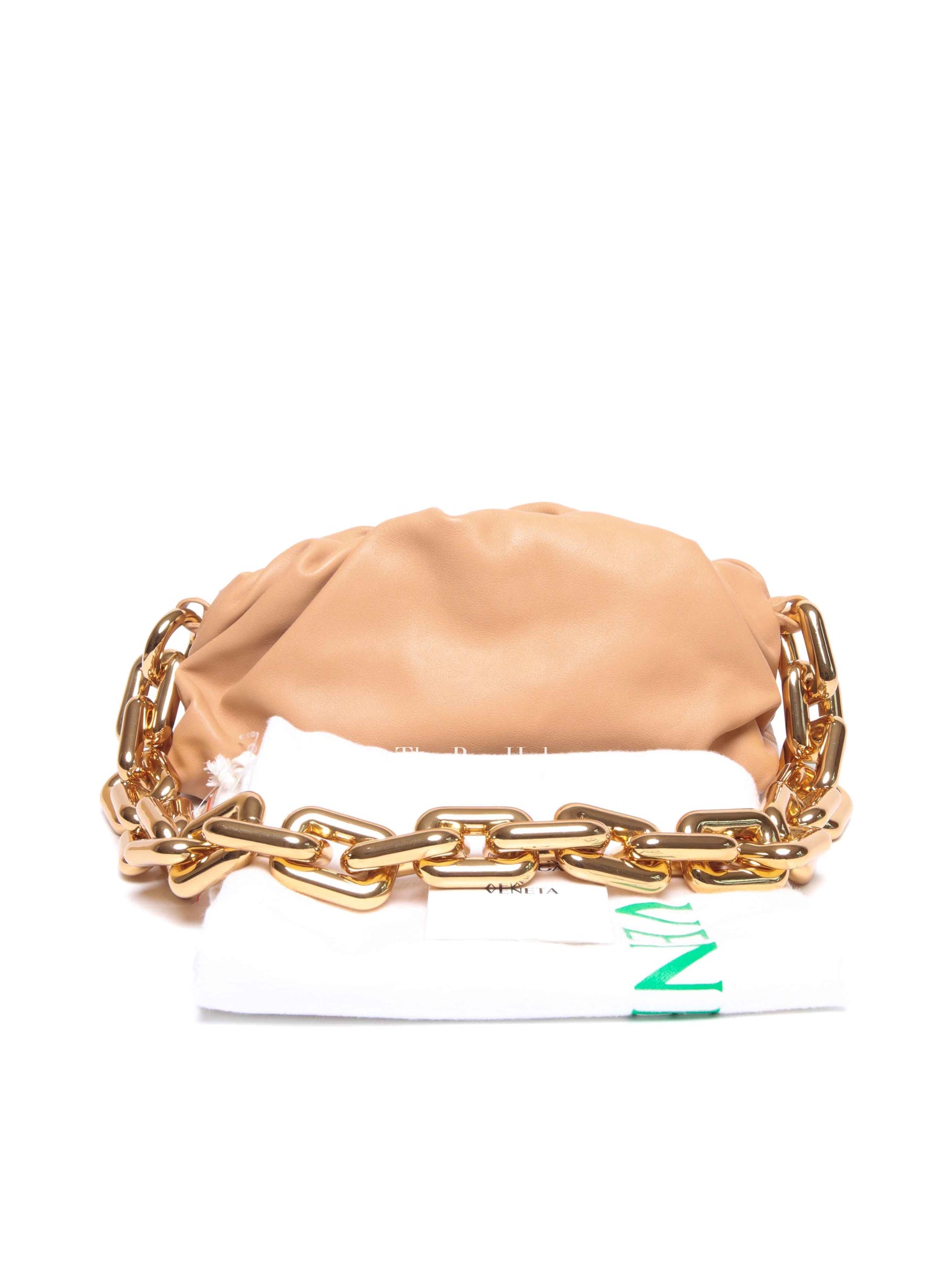 Bottega Veneta Almond Calfskin Teen Chain Pouch Bag