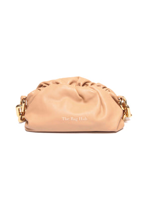 Bottega Veneta Almond Calfskin Teen Chain Pouch Bag