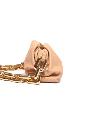Bottega Veneta Almond Calfskin Teen Chain Pouch Bag
