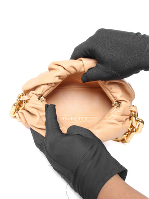 Bottega Veneta Almond Calfskin Teen Chain Pouch Bag