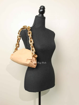 Bottega Veneta Almond Calfskin Teen Chain Pouch Bag