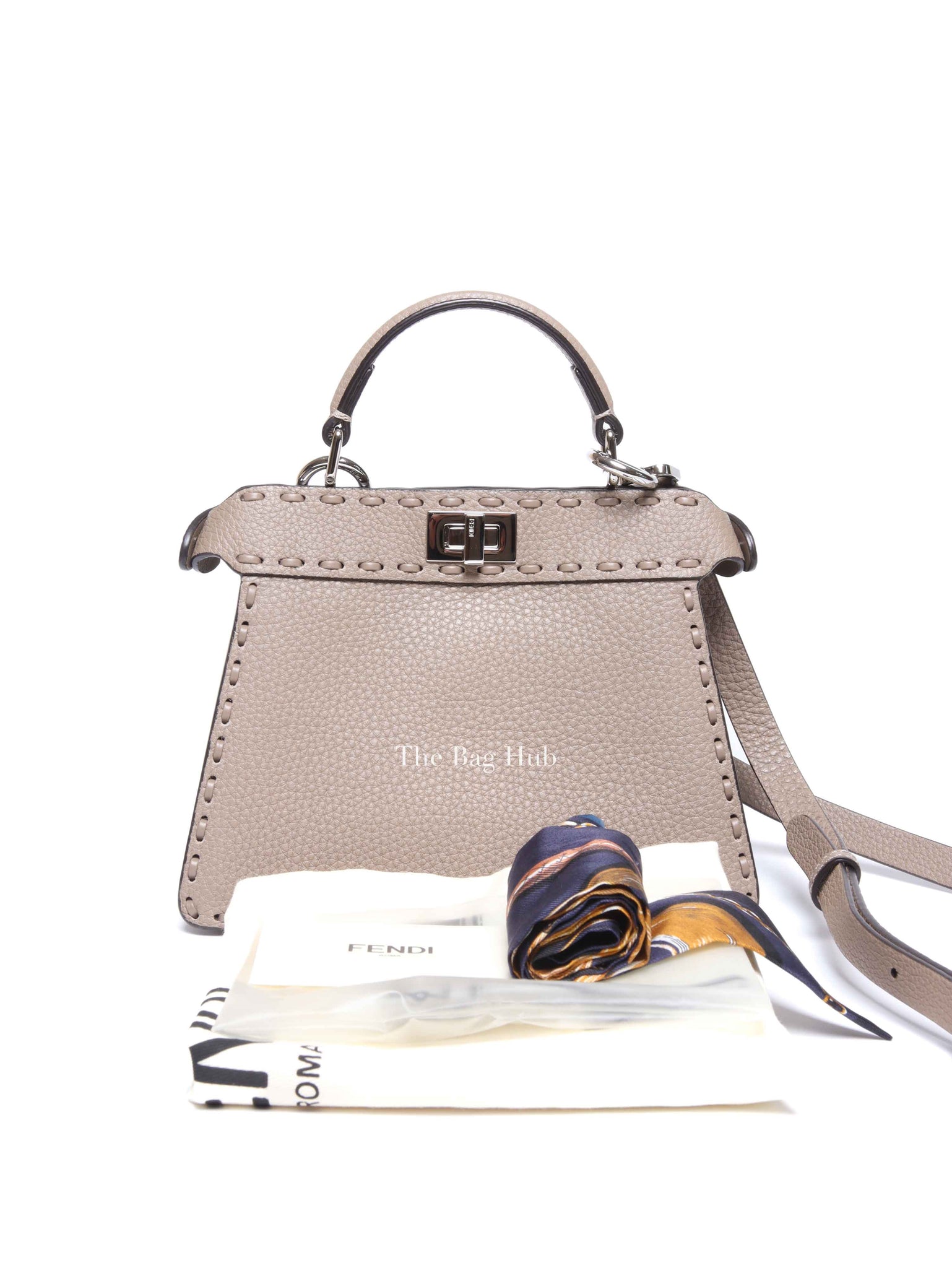 Fendi Dove Grey Leather Peekaboo Mini Bag