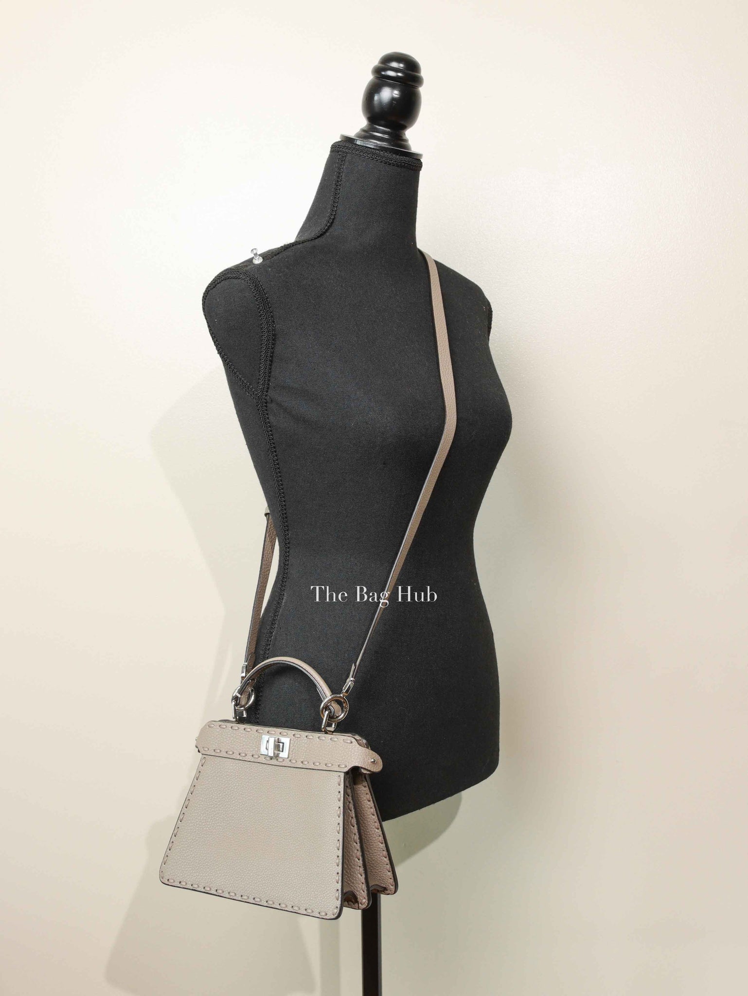 Fendi Dove Grey Leather Peekaboo Mini Bag