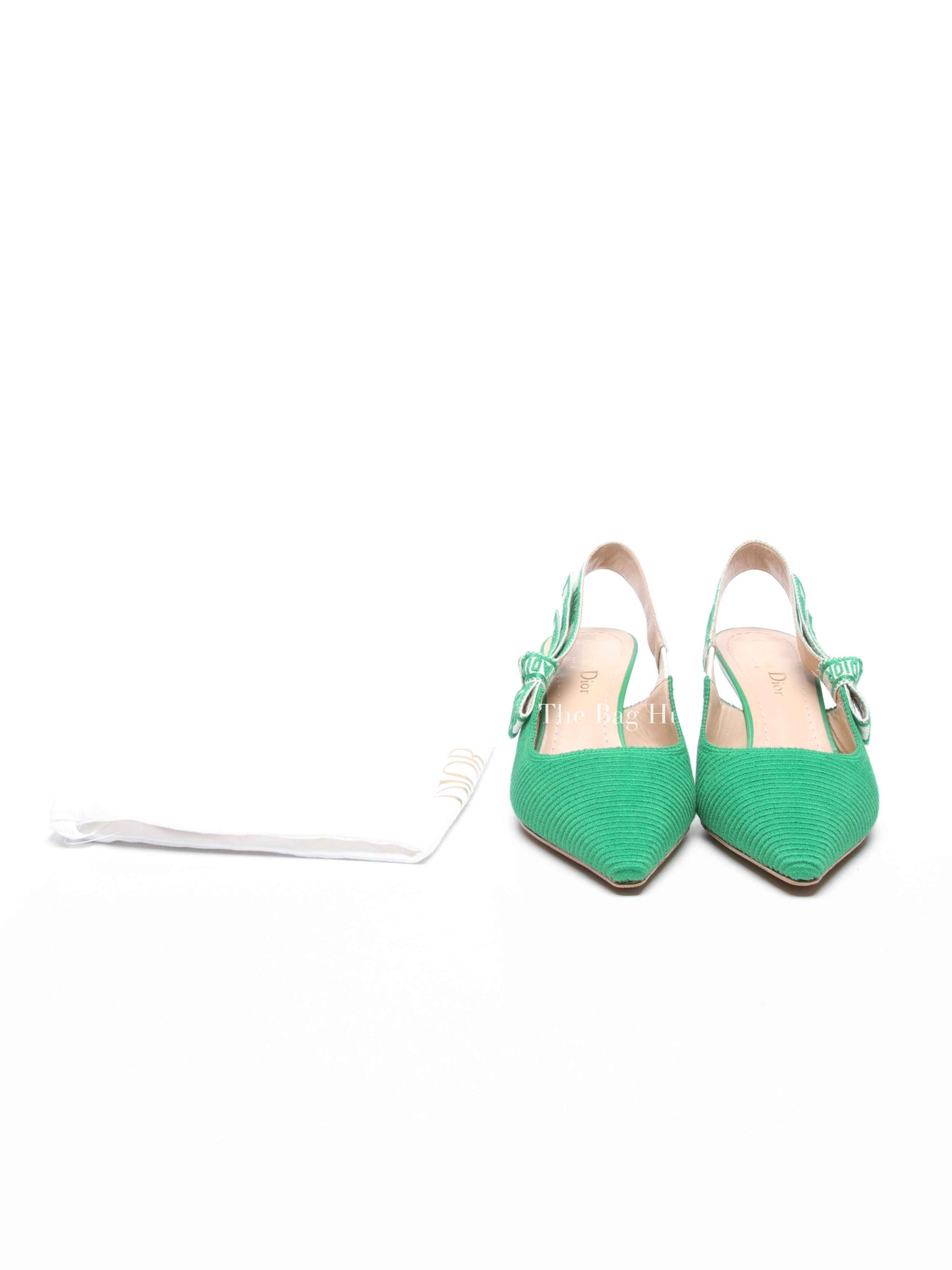 Dior Green Canvas J'adior Slingback 65mm Pumps Size 36.5