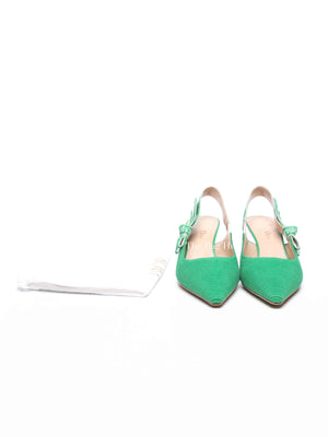 Dior Green Canvas J'adior Slingback 65mm Pumps Size 36.5