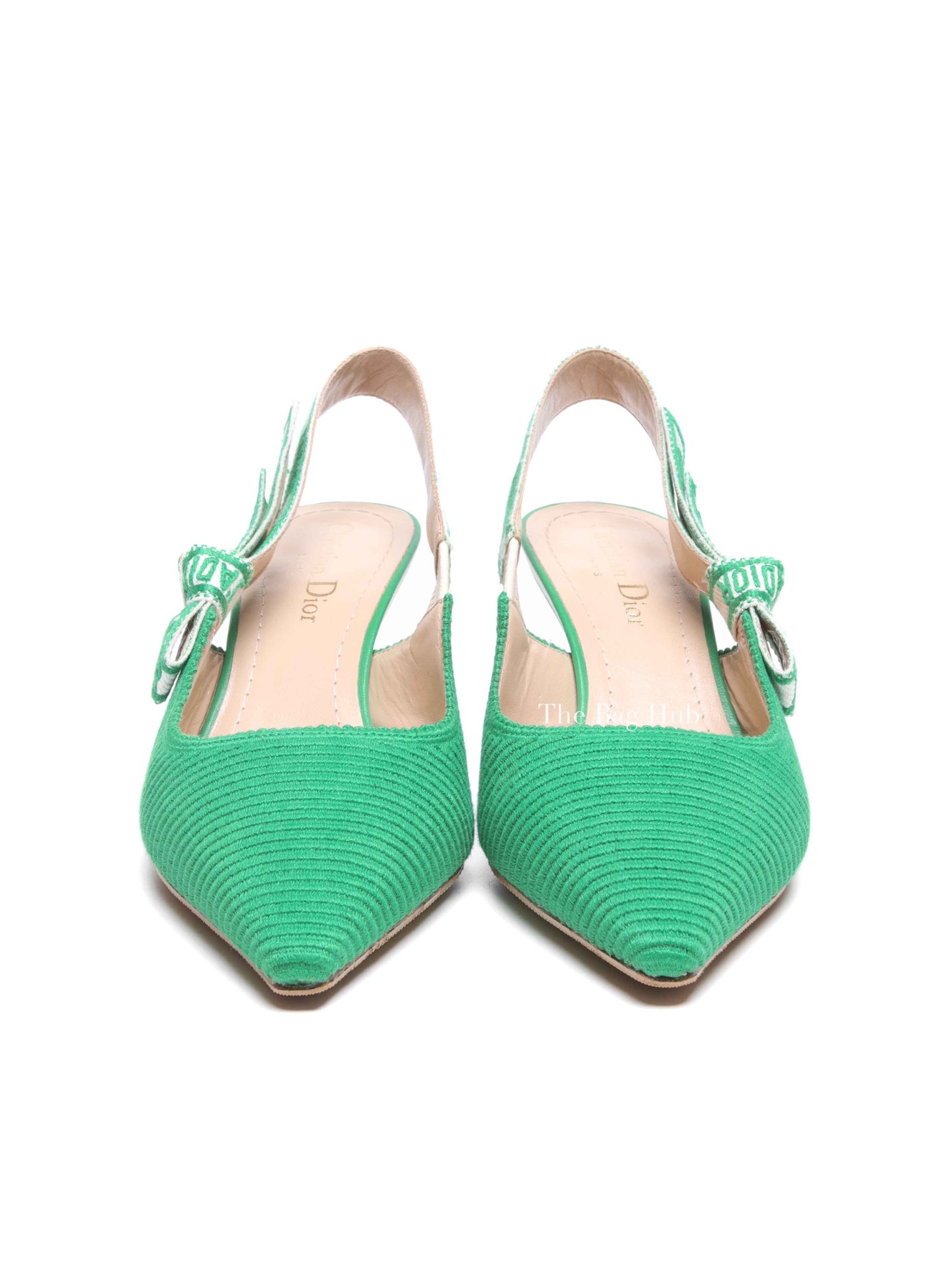 Dior Green Canvas J'adior Slingback 65mm Pumps Size 36.5