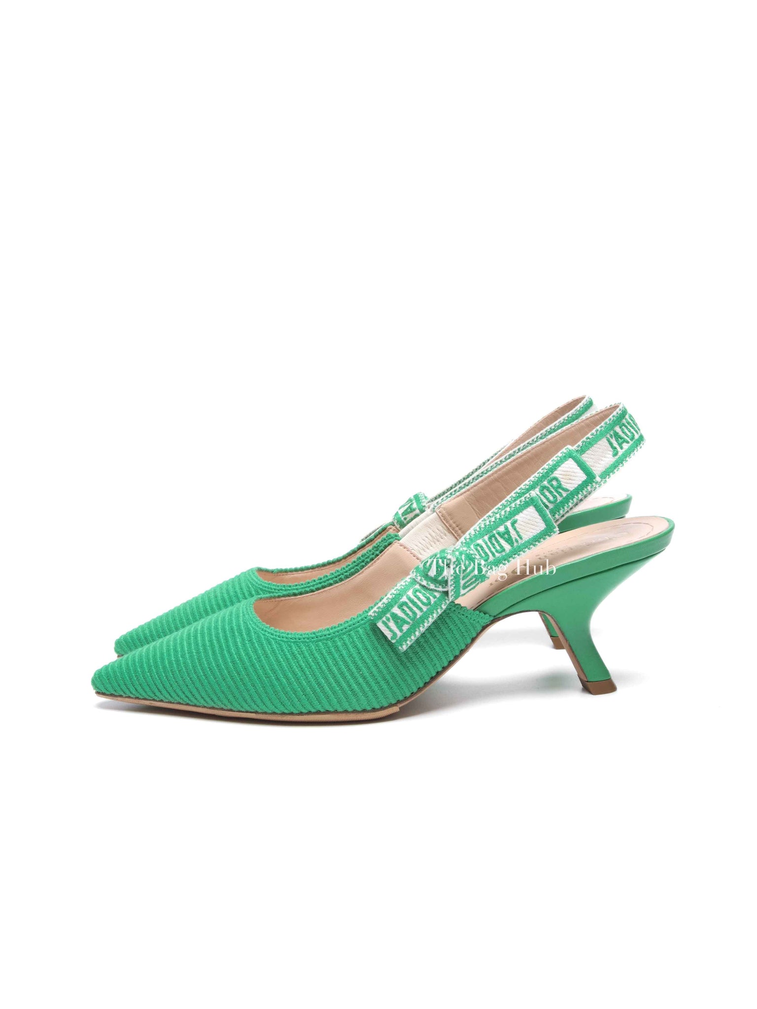 Dior Green Canvas J'adior Slingback 65mm Pumps Size 36.5