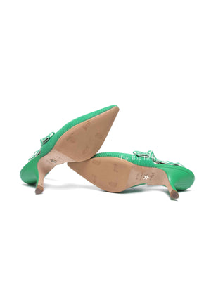 Dior Green Canvas J'adior Slingback 65mm Pumps Size 36.5