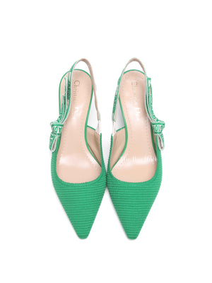 Dior Green Canvas J'adior Slingback 65mm Pumps Size 36.5