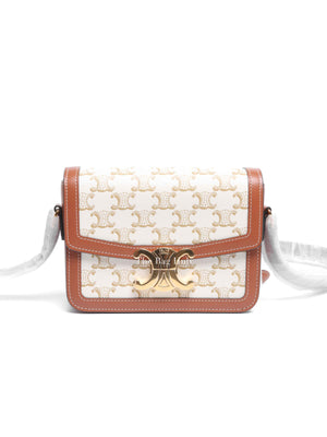 Celine White Canvas/Calfskin Teen Triomphe Crossbody Bag
