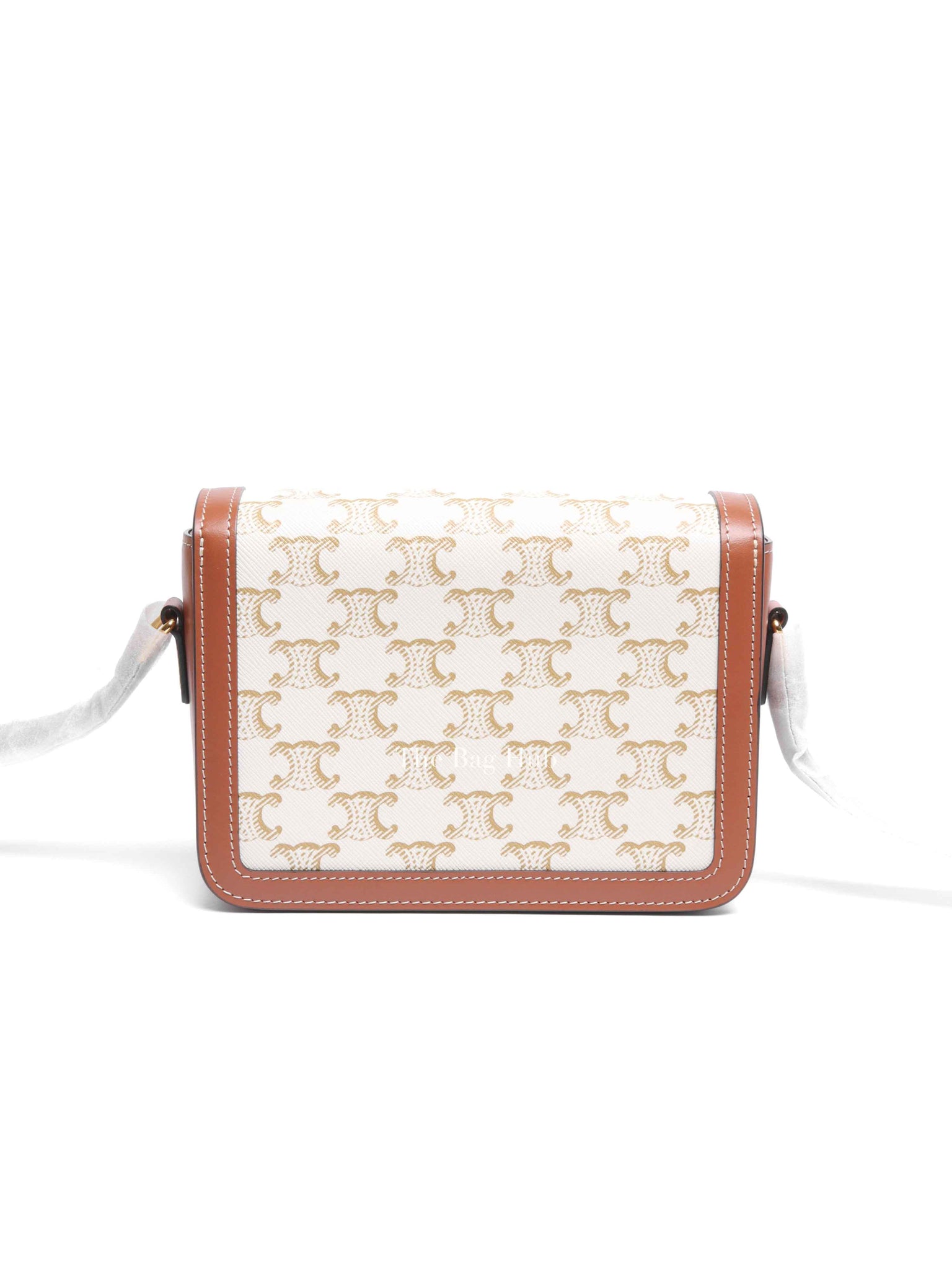 Celine White Canvas/Calfskin Teen Triomphe Crossbody Bag