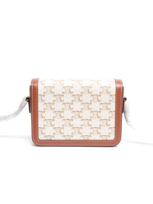 Celine White Canvas/Calfskin Teen Triomphe Crossbody Bag