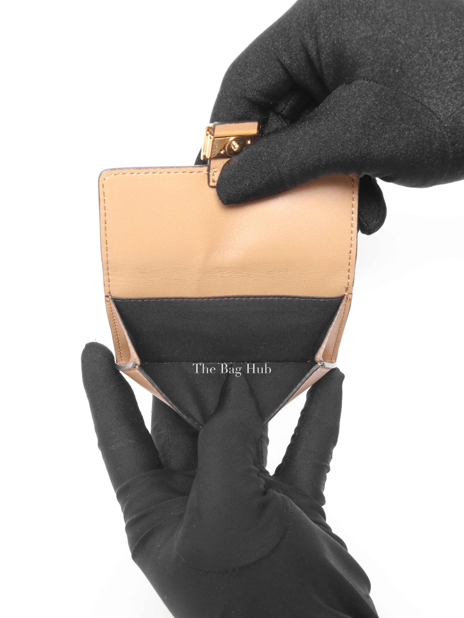 Fendi Beige Nappa Leather Baguette Card Holder