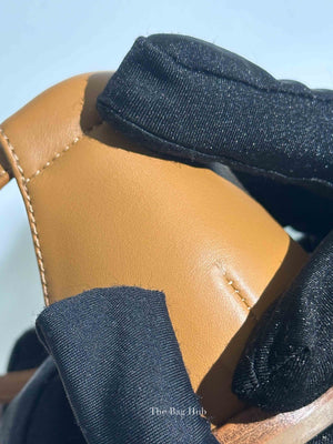 Hermes Gold/Denim Leather Santorini Flats Size 36