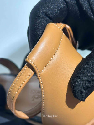 Hermes Gold/Denim Leather Santorini Flats Size 36
