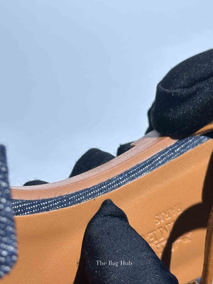 Hermes Gold/Denim Leather Santorini Flats Size 36