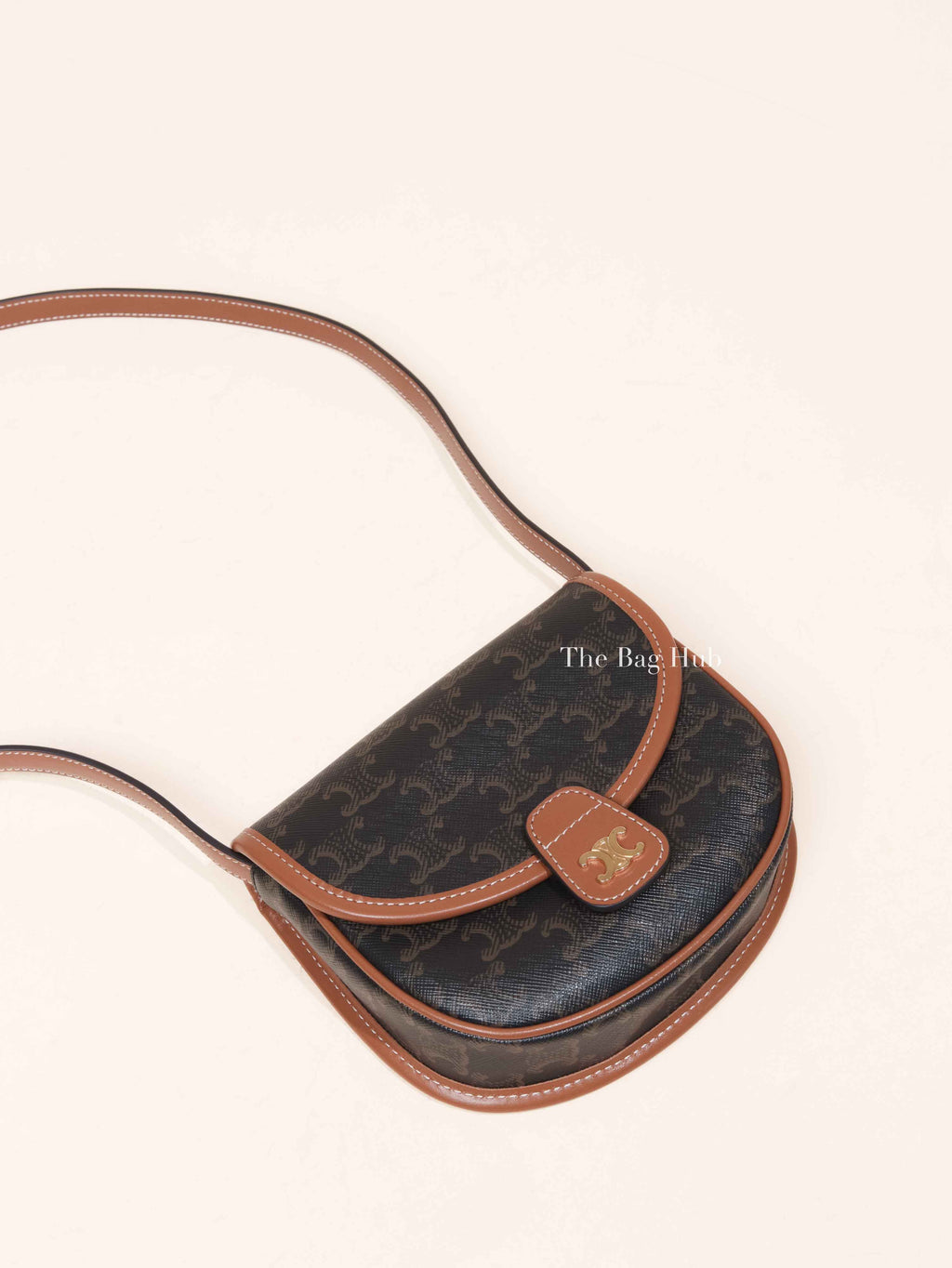 Celine Tan Canvas/Calfskin Mini Besace in Triomphe Crossbody Bag