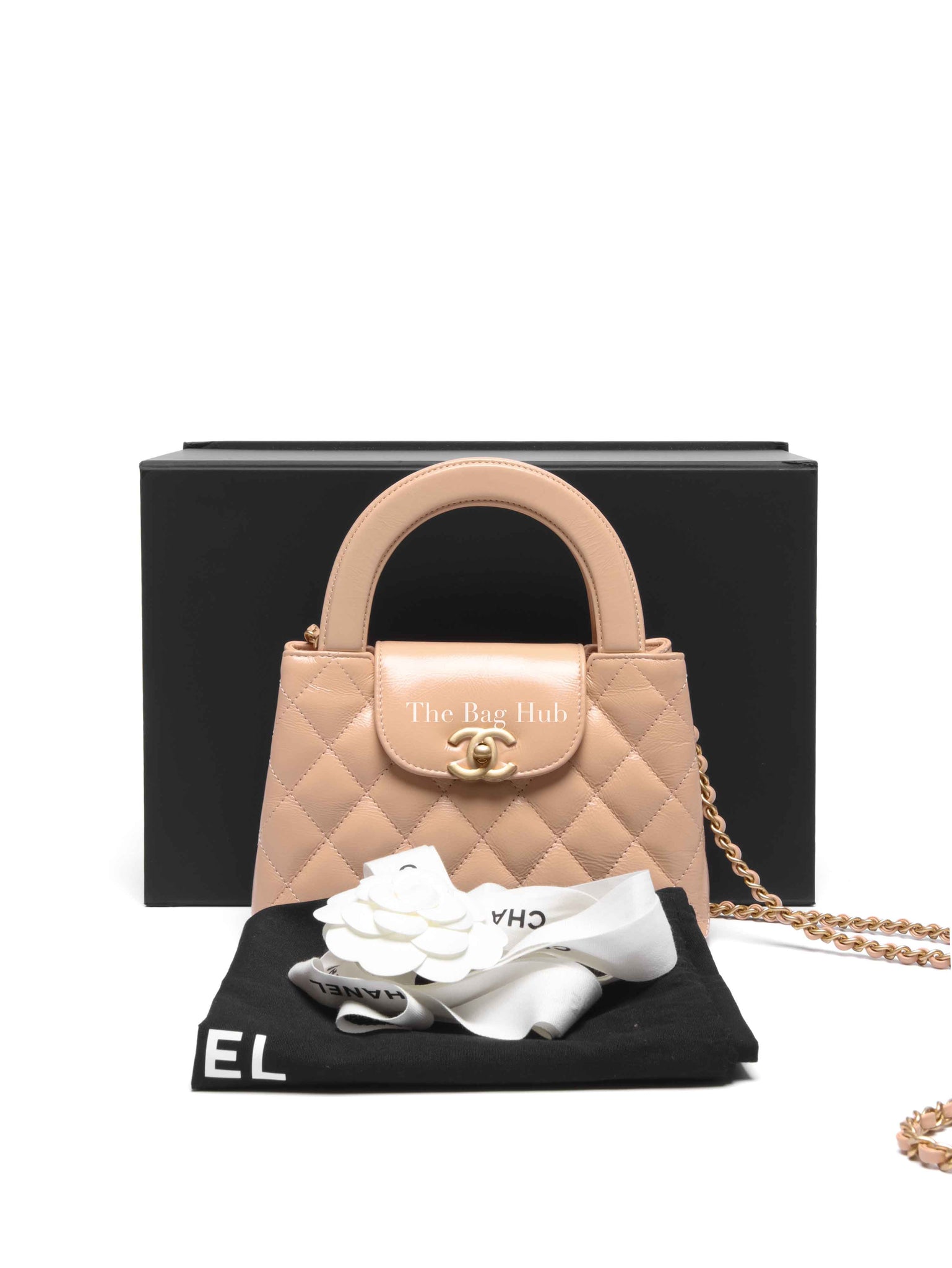 Chanel Beige Quilted Aged Calfskin Leather Nano Kelly Shopper Bag