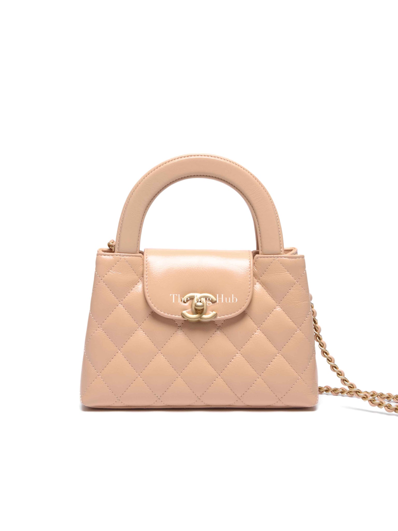 Chanel Beige Quilted Aged Calfskin Leather Nano Kelly Shopper Bag