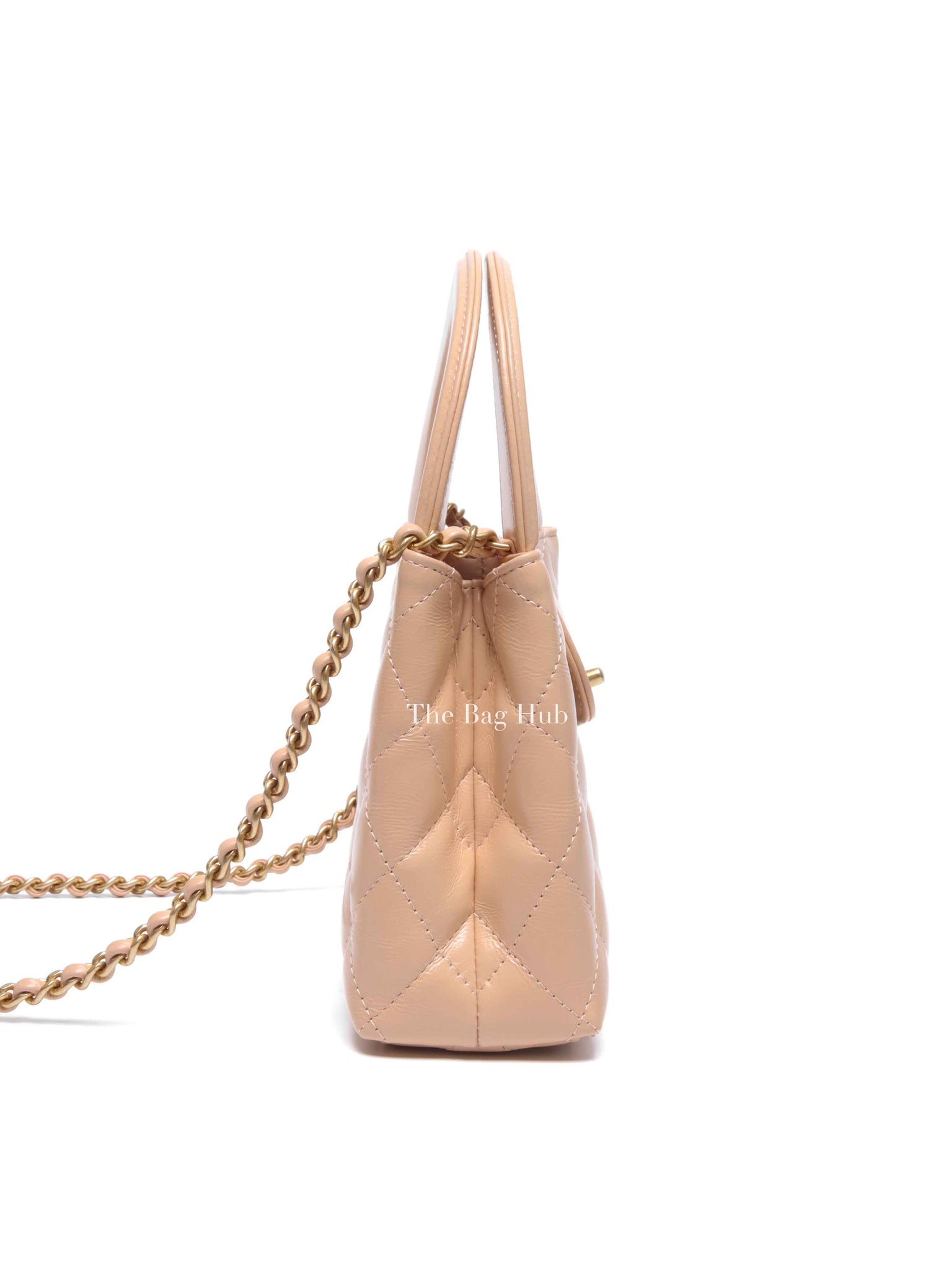 Chanel Beige Quilted Aged Calfskin Leather Nano Kelly Shopper Bag