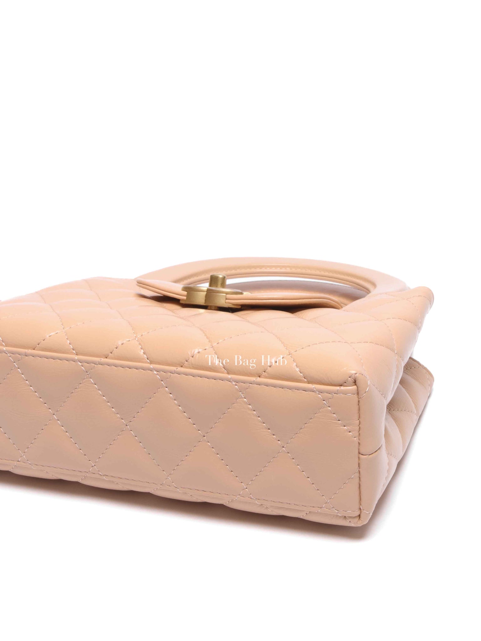 Chanel Beige Quilted Aged Calfskin Leather Nano Kelly Shopper Bag