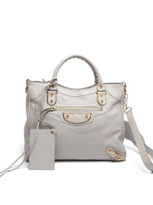 Balenciaga Gris Glace Leather Metallic Edge Velo Bag