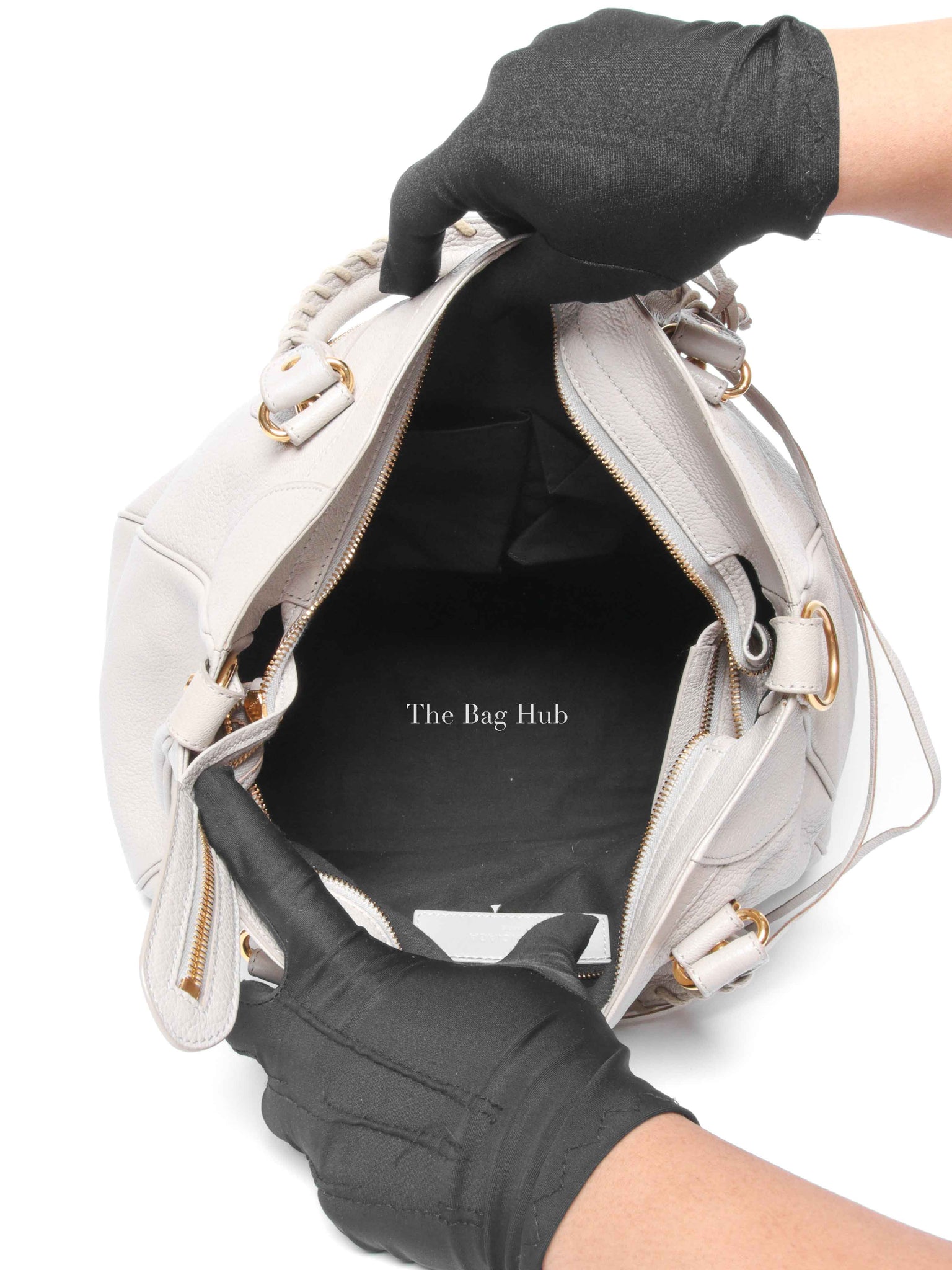 Balenciaga Gris Glace Leather Metallic Edge Velo Bag