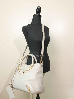 Balenciaga Gris Glace Leather Metallic Edge Velo Bag