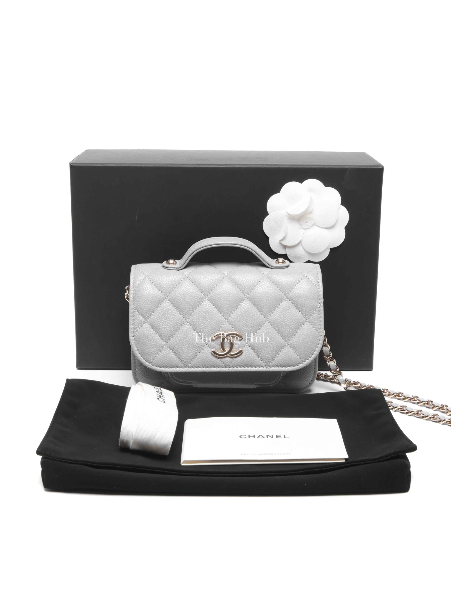 Chanel Gray Caviar Quilted Mini Business Affinity Flap Bag