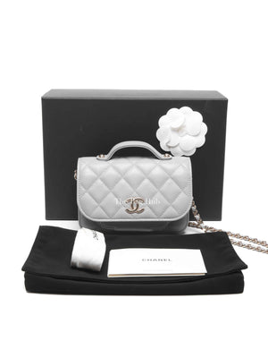 Chanel Gray Caviar Quilted Mini Business Affinity Flap Bag