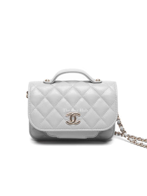 Chanel Gray Caviar Quilted Mini Business Affinity Flap Bag