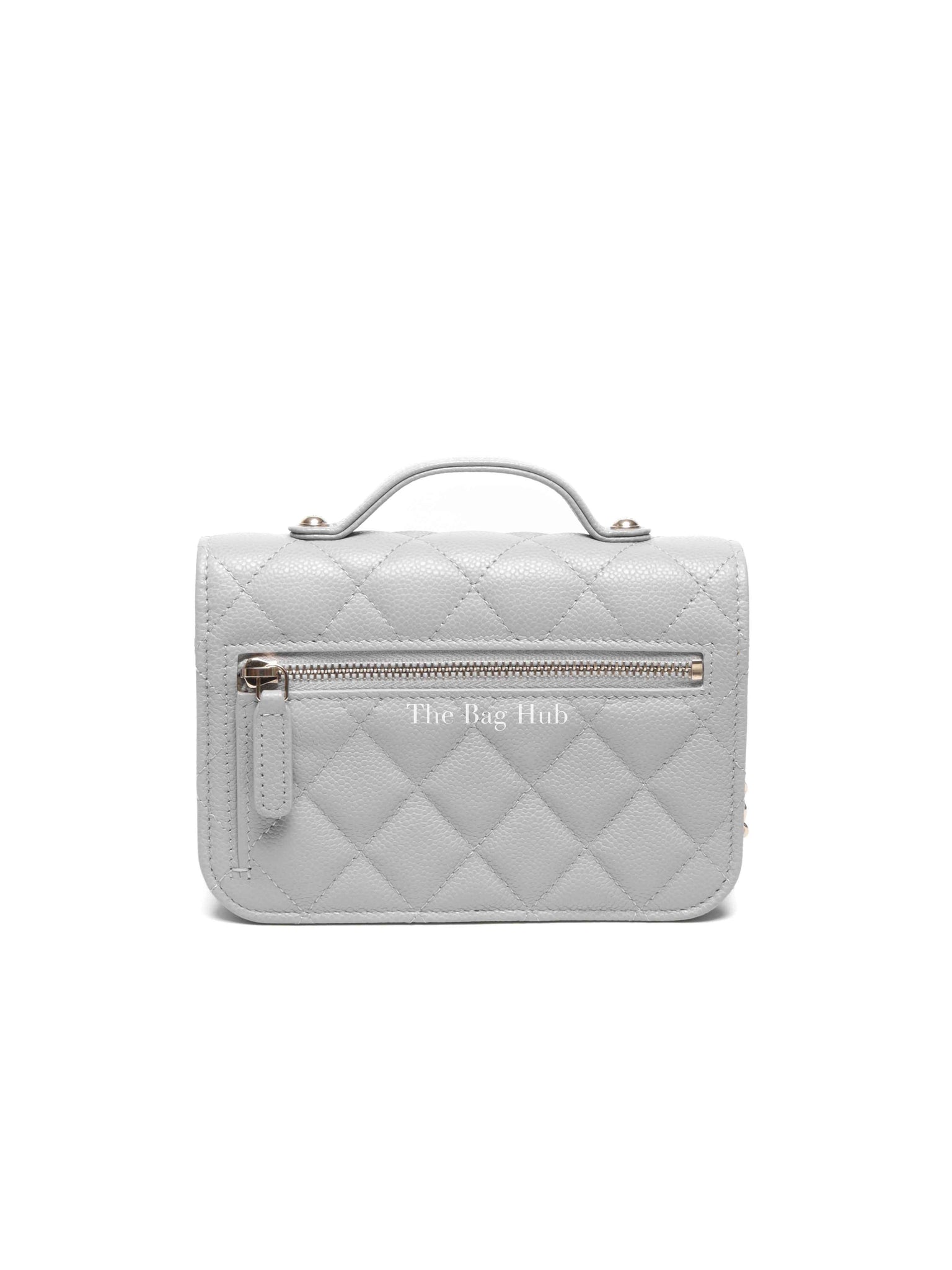 Chanel Gray Caviar Quilted Mini Business Affinity Flap Bag