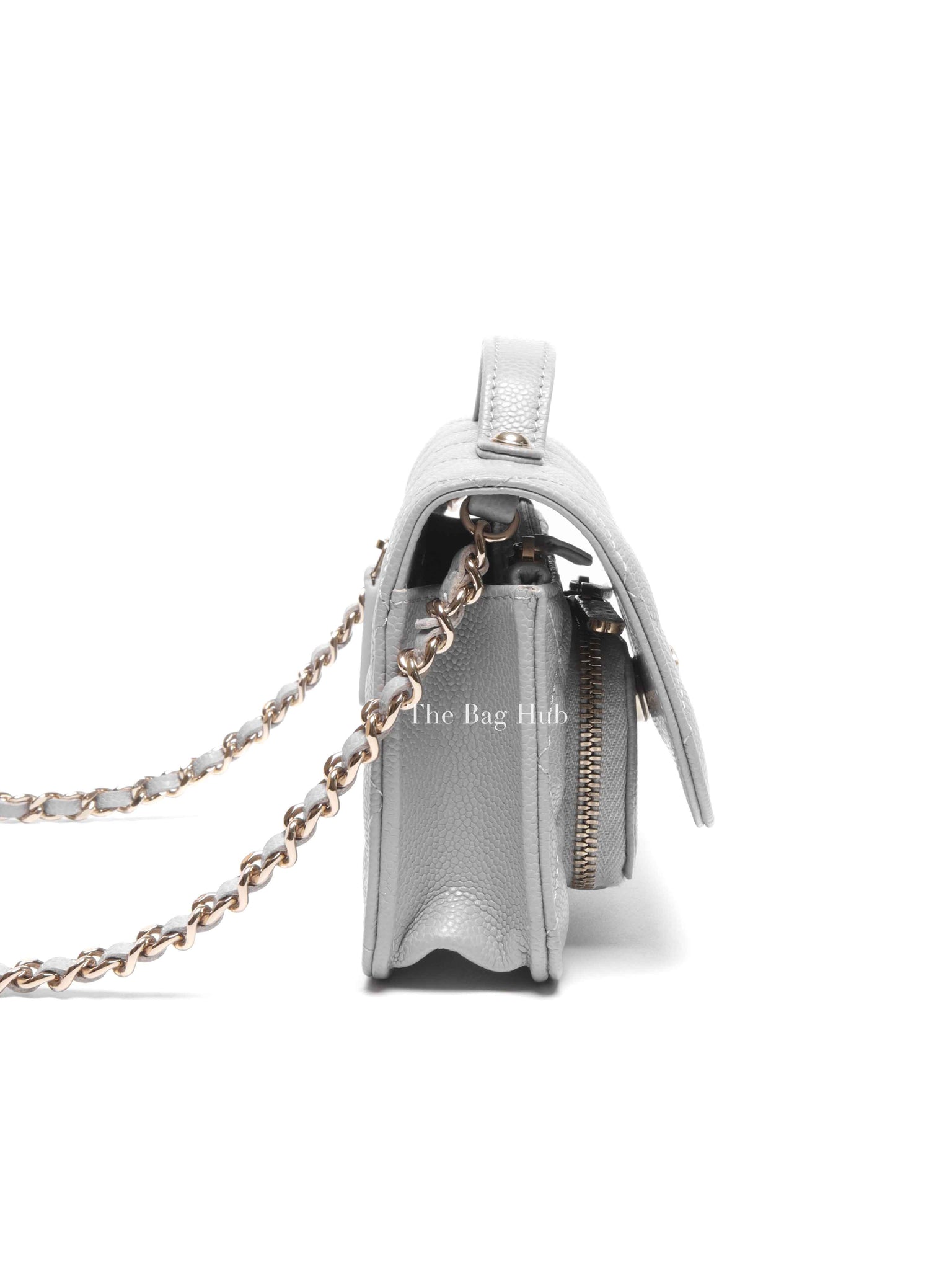 Chanel Gray Caviar Quilted Mini Business Affinity Flap Bag