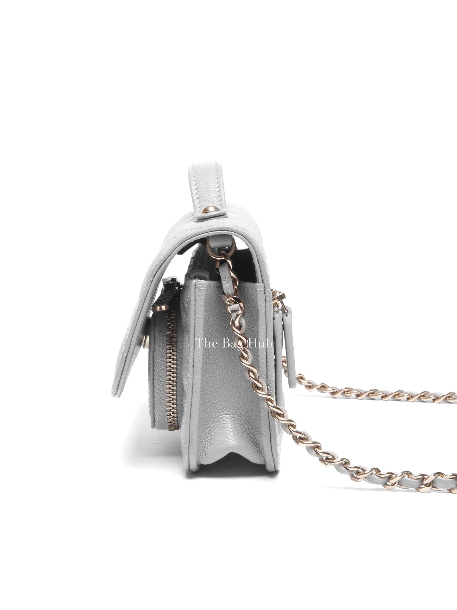 Chanel Gray Caviar Quilted Mini Business Affinity Flap Bag