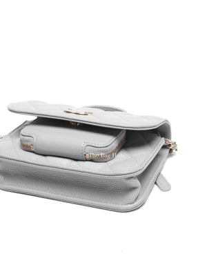 Chanel Gray Caviar Quilted Mini Business Affinity Flap Bag