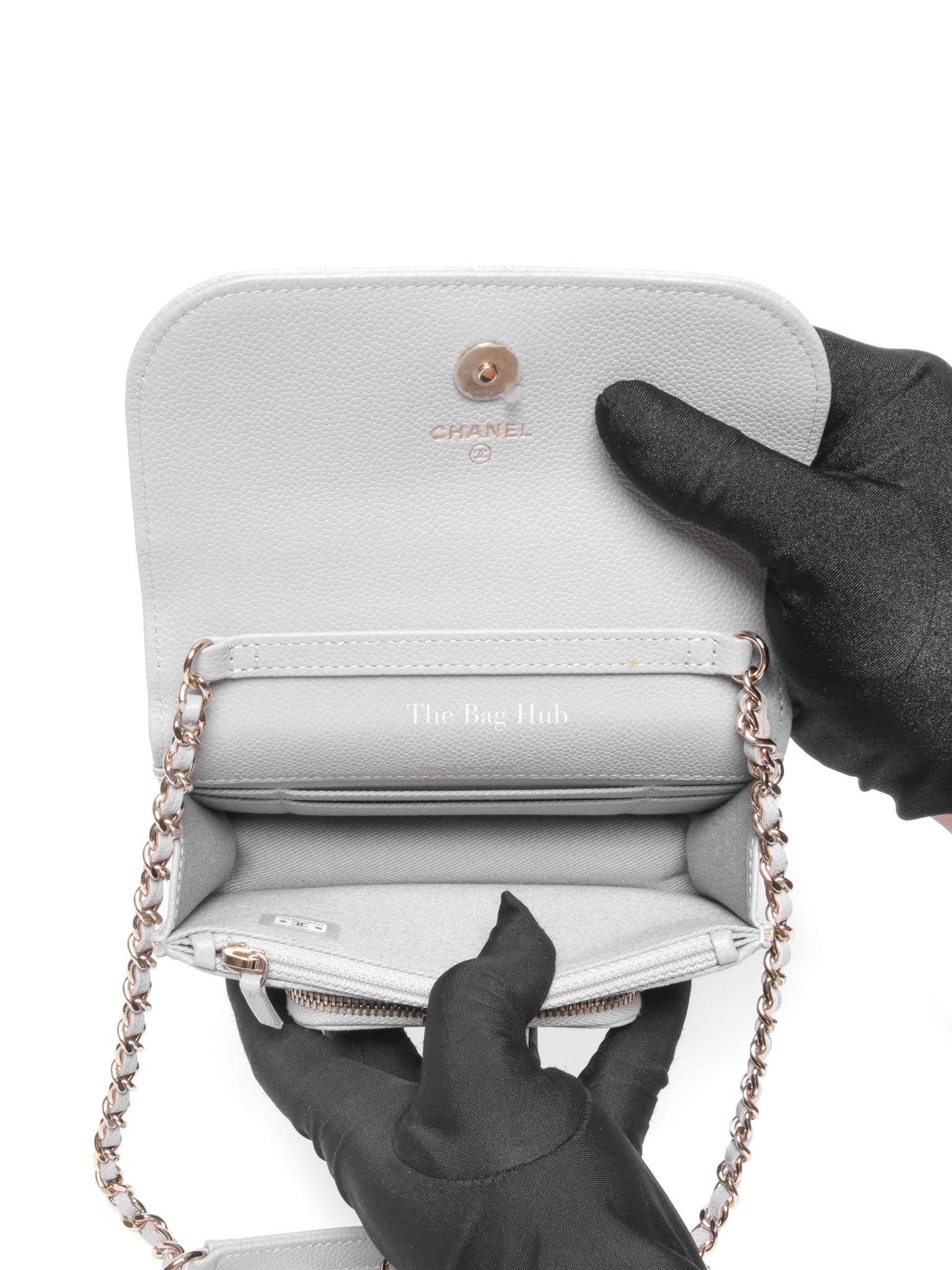 Chanel Gray Caviar Quilted Mini Business Affinity Flap Bag