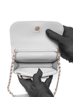 Chanel Gray Caviar Quilted Mini Business Affinity Flap Bag