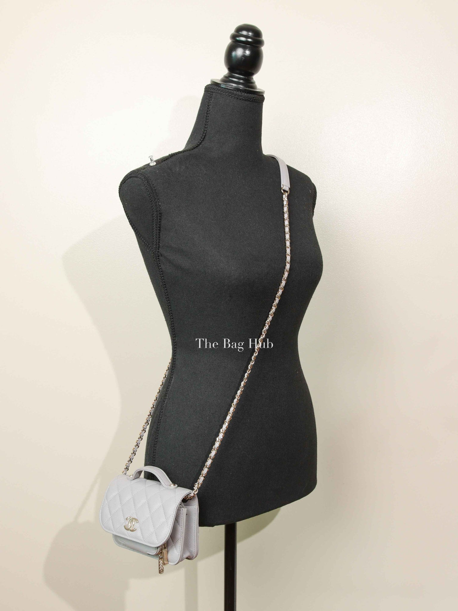 Chanel Gray Caviar Quilted Mini Business Affinity Flap Bag