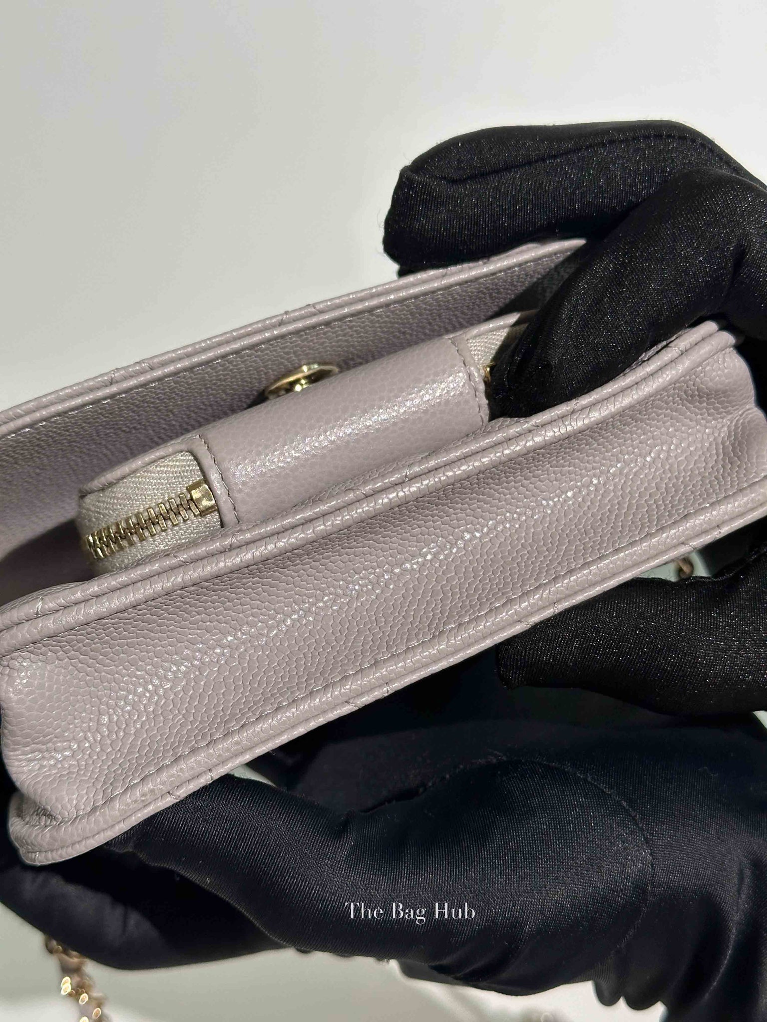 Chanel Gray Caviar Quilted Mini Business Affinity Flap Bag
