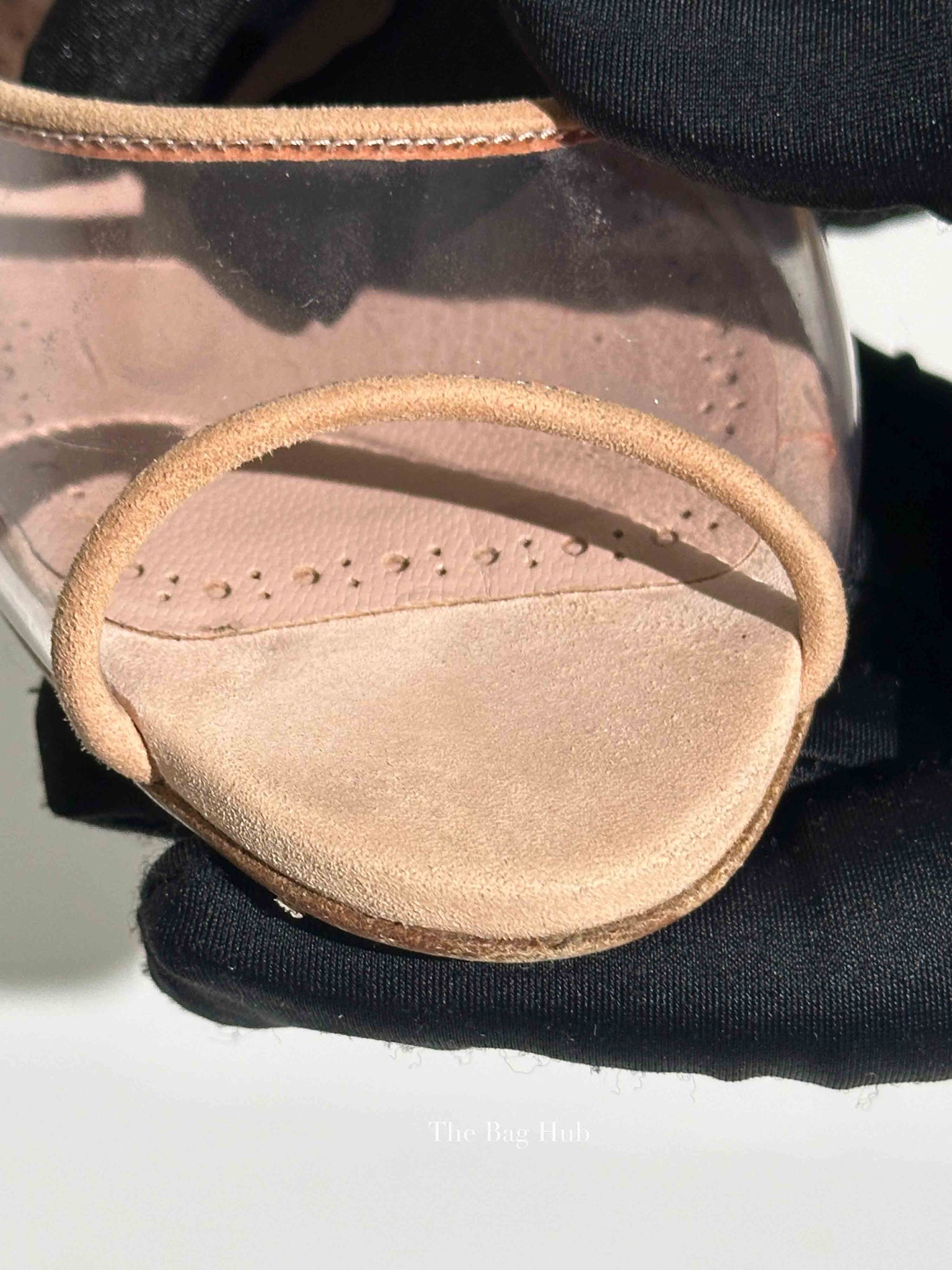 Manolo Blahnik Nude Suade Jadifa Clear Stiletto Mule Sandals Size 37